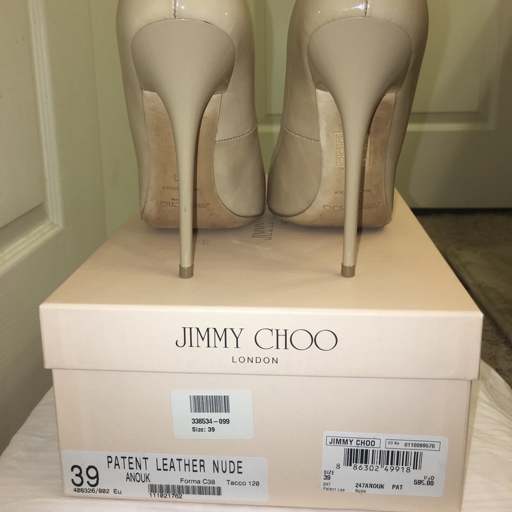 Jimmy Choo Anouk Nude Patent Pump IT 39 WORN ONCE!